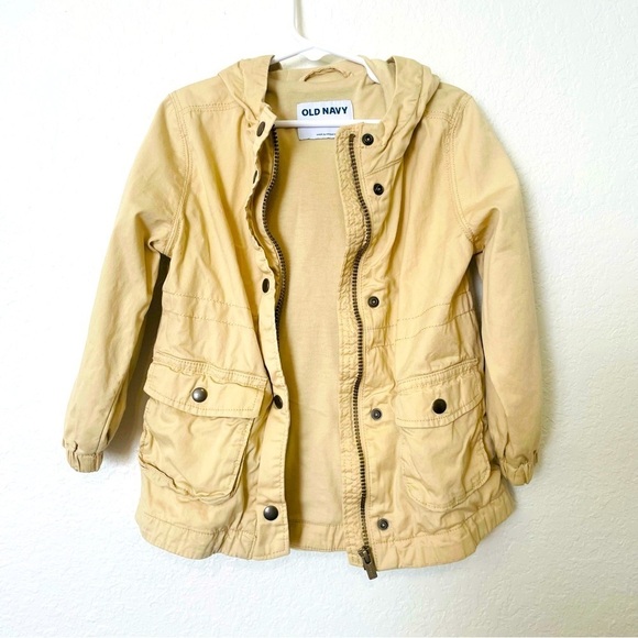 Old Navy toddler boy jacket size 4T khaki utility hooded winter snap button kid - Picture 1 of 7